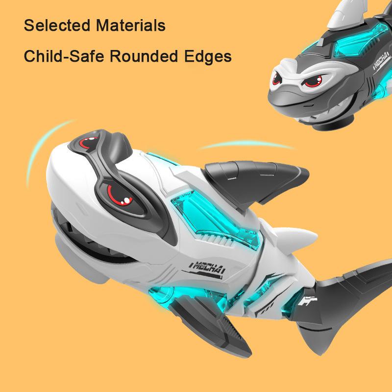Electric Shark Robotic Toy With Led Lights & Sound Effects - Auto-Drive Crawling Fish, Plays Music Interactive Gift For Kids