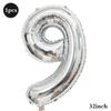 32inch Silver Number Foil Balloons Large Digit 0-9 Helium Globos Happy Birthday Party Decor Wedding Anniversary Graduation 2026