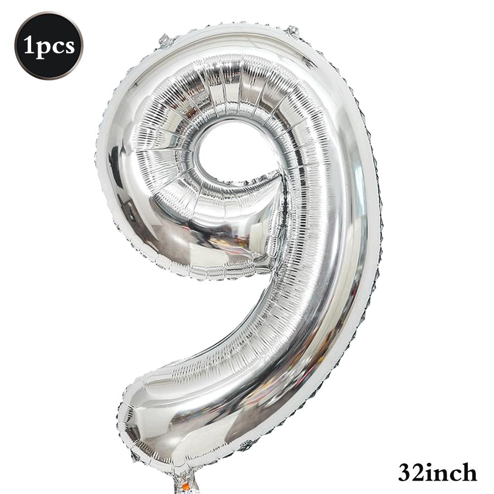 32inch Silver Number Foil Balloons Large Digit 0-9 Helium Globos Happy Birthday Party Decor Wedding Anniversary Graduation 2026