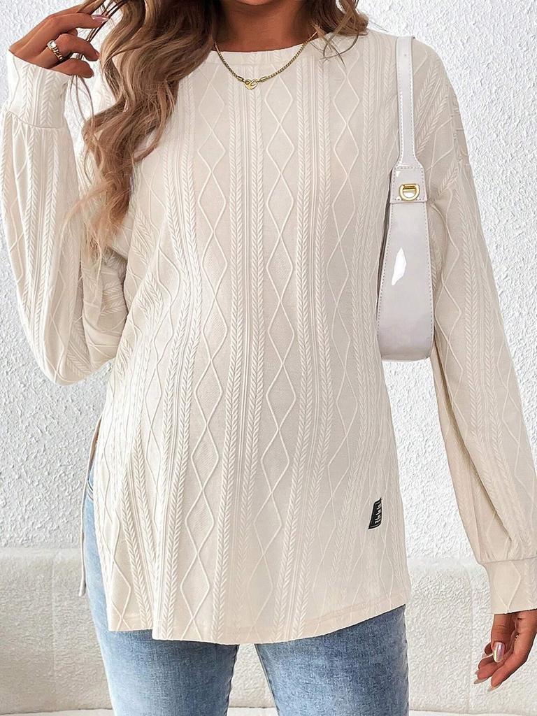 New Maternity Long Sleeve Solid Color Casual Top - Comfortable Round Neck T-shirt