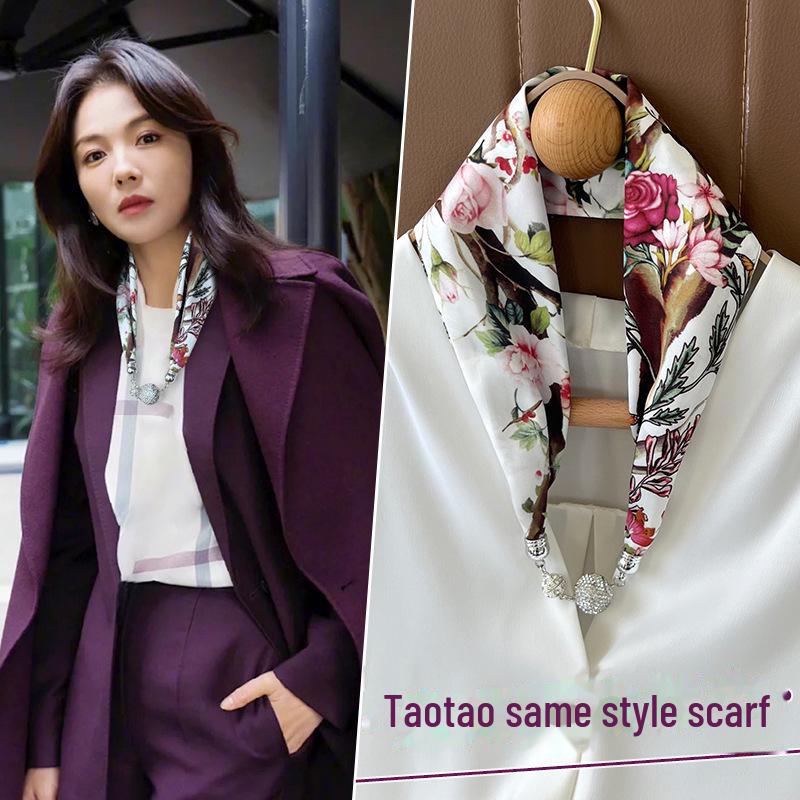 

Женский шелковый шарф с магнитной пряжкой — модная защита шеи на весну, лето и осень 2024 года No Size