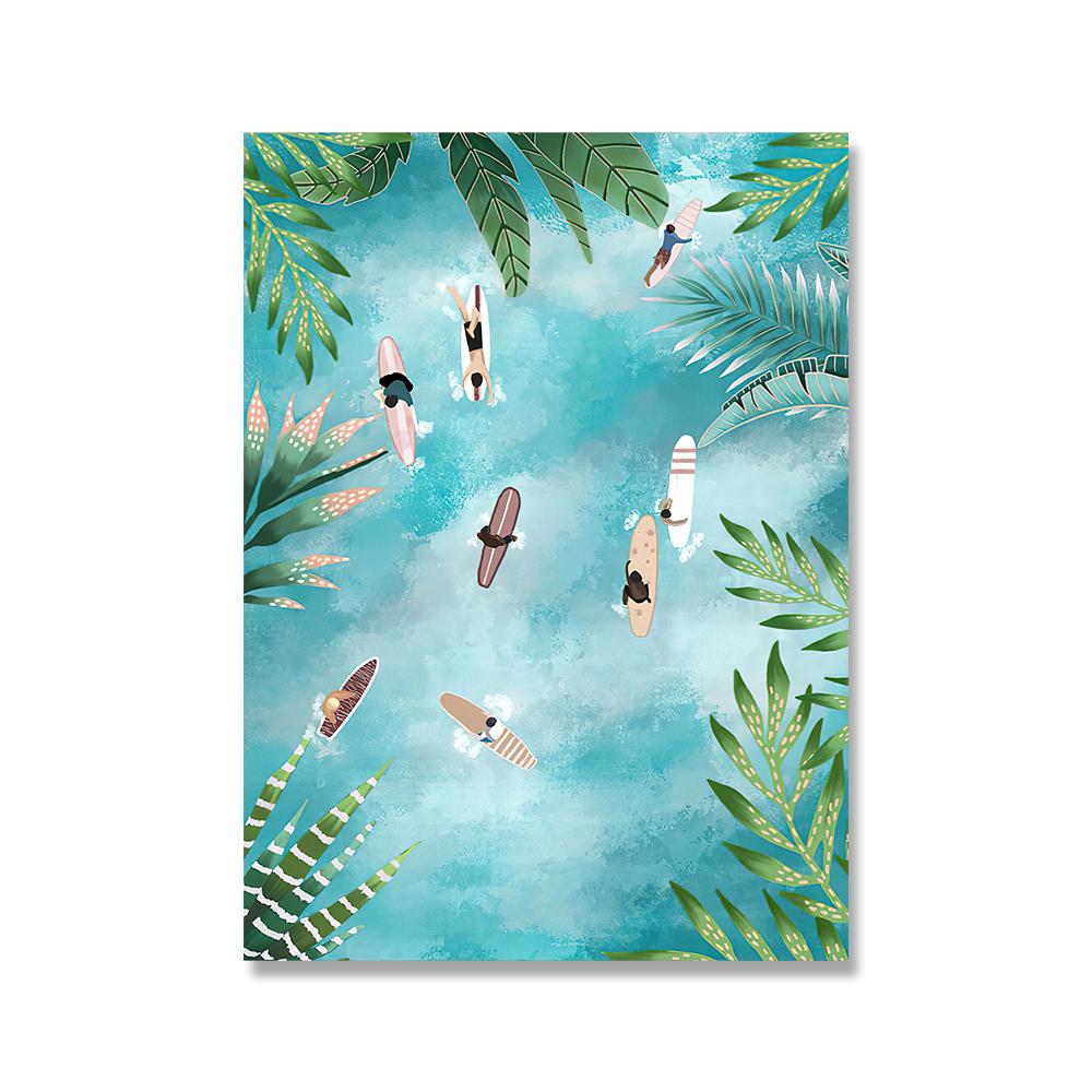 Marokko Frau Reise Wandkunst Leinwand Schwimmbad Tropisches Blatt Nordische Poster und Drucke Wandbilder für Wohnzimmerdekor