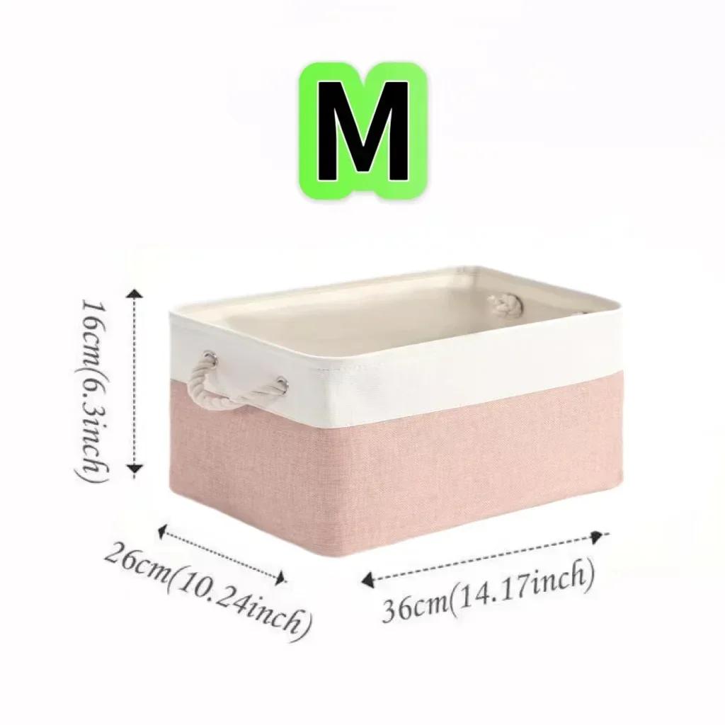 Foldable Storage Bins with Sturdy Cotton Handles Fabric Sundries Storage Basket for Home/Children's Toys/Wardrobe/Storage Basket