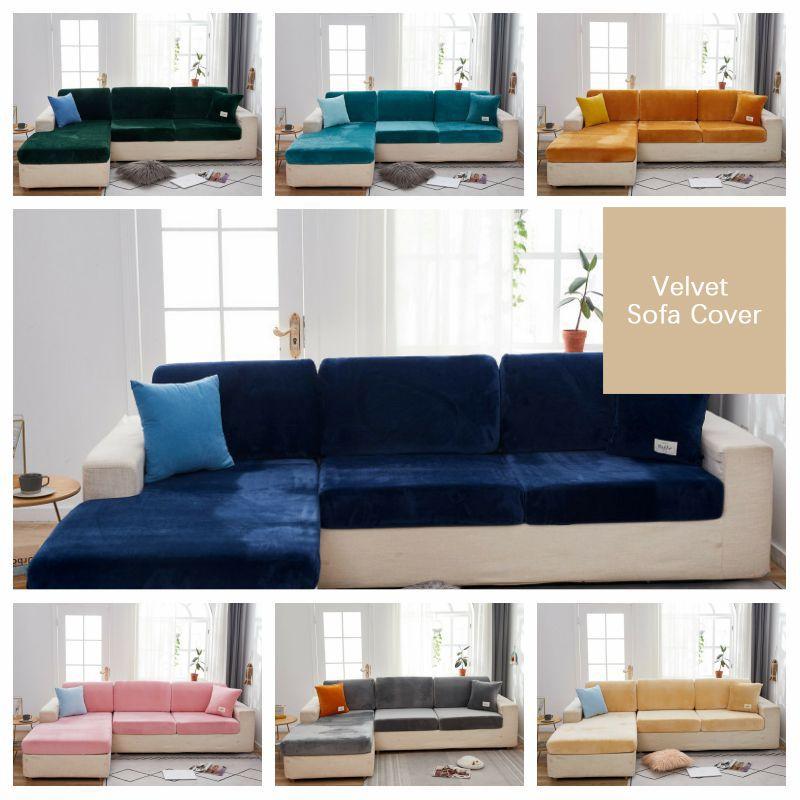 Stretch Velvet Sofa Cushion Cover Elegant Home Decor Velvet Seat Slipcover