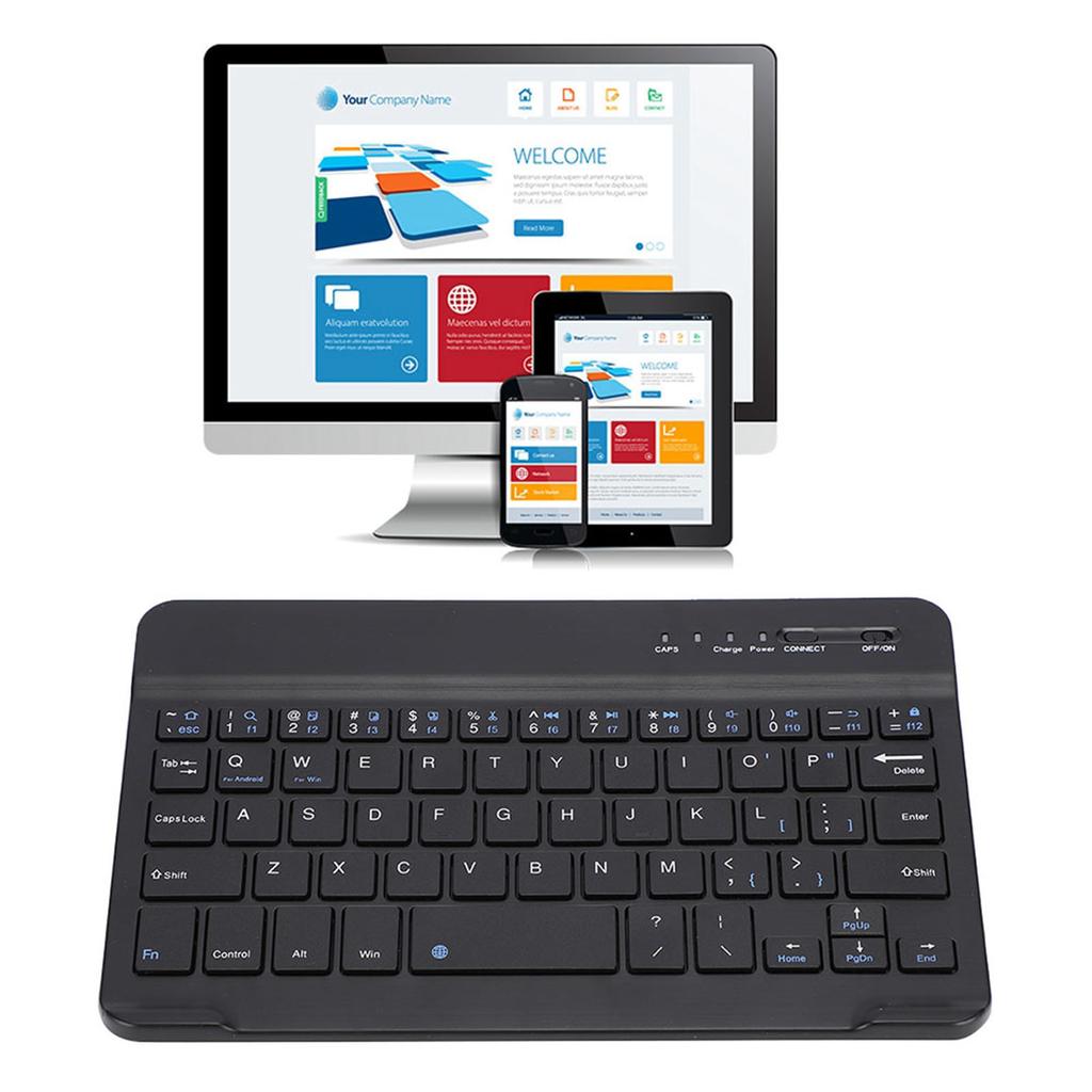 Slim Light Wireless Bluetooth Keyboard for Android IOS WIN Black