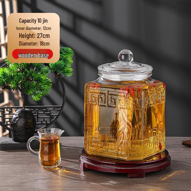 Luxury Sealed Wine & Baijiu Soaking Jar with Faucet for Household Use
