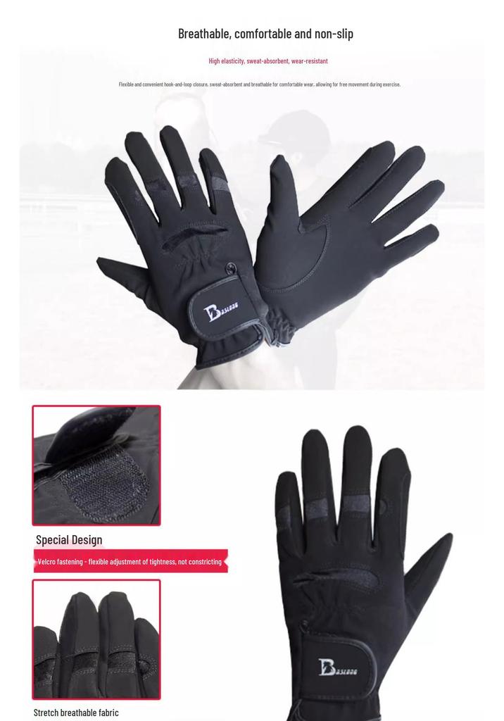 Kids' Four Seasons Equestrian Gloves - Non-slip, Wear-resistant, Unisex Horse Riding Gear in White