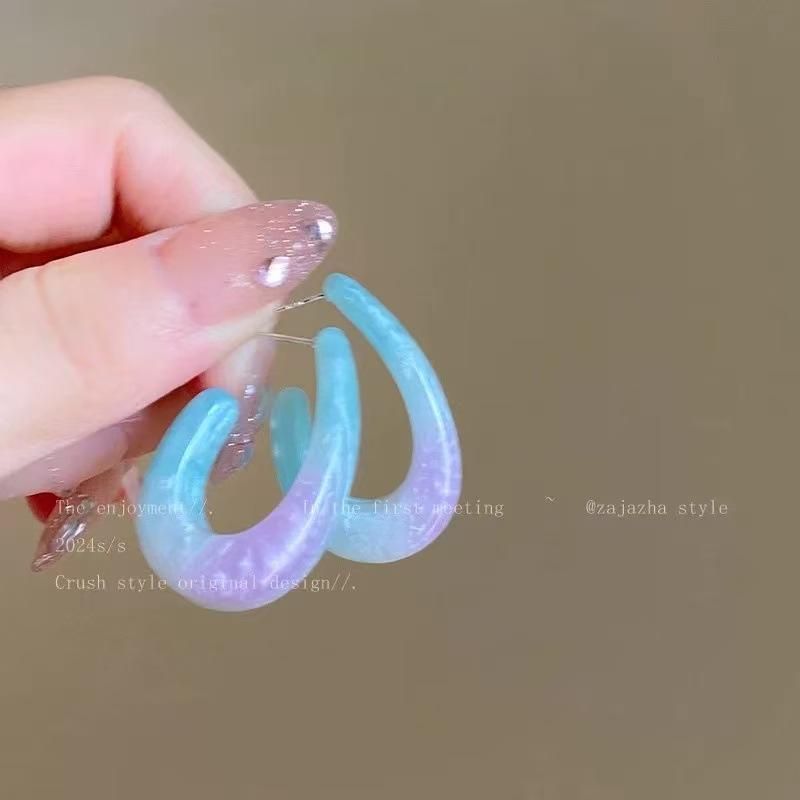Color Dopamine Earrings, Sweet Super Fairy Temperament, Simple Personality and High Value Niche Earrings
