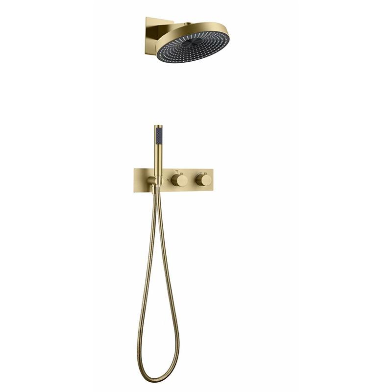 Bathroom Shower Faucet Set Brass Wall Mounted Gray Rainfall style Shower Brush Gold /Gray Finished 2 Functions Shower Faucet