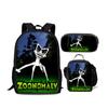 Beliebte jugendliche Neuheit Zoonomaly 3D-Druck 3 Stück/Set Studenten-Reisetaschen Laptop-Tagesrucksack Rucksack Brottasche Federmäppchen