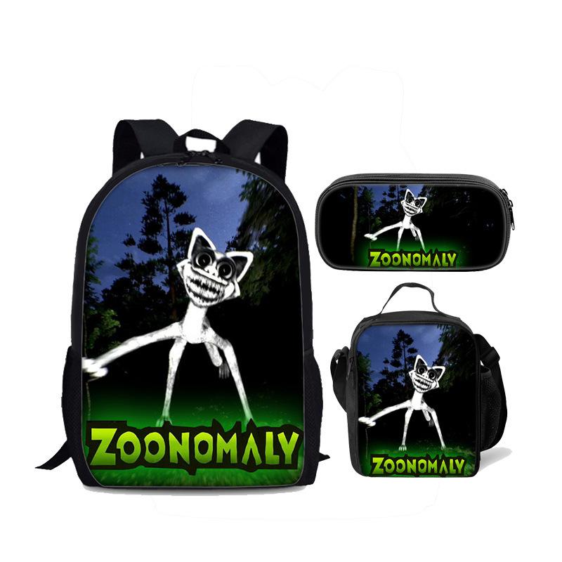 Beliebte jugendliche Neuheit Zoonomaly 3D-Druck 3 Stück/Set Studenten-Reisetaschen Laptop-Tagesrucksack Rucksack Brottasche Federmäppchen