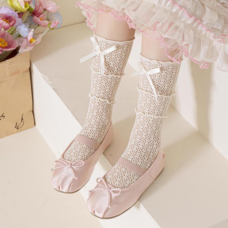 Sommer-Lolita-Socken für Mädchen im koreanischen Stil mit Spitze und Schleife, Prinzessinnen-Socken