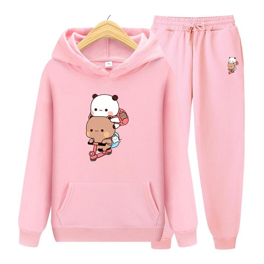 

Женский комплект с капюшоном с длинными рукавами Bubu и Dudu, комплект свитшотов с принтом, большой размер, милая пара, подарок на день Святого Валентина, комплект с капюшоном XL