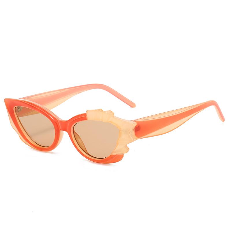 New models, European and American cat eye water chestnut crystal multi-color sunglasses for women, colorful personality trend retro sunglasses trend