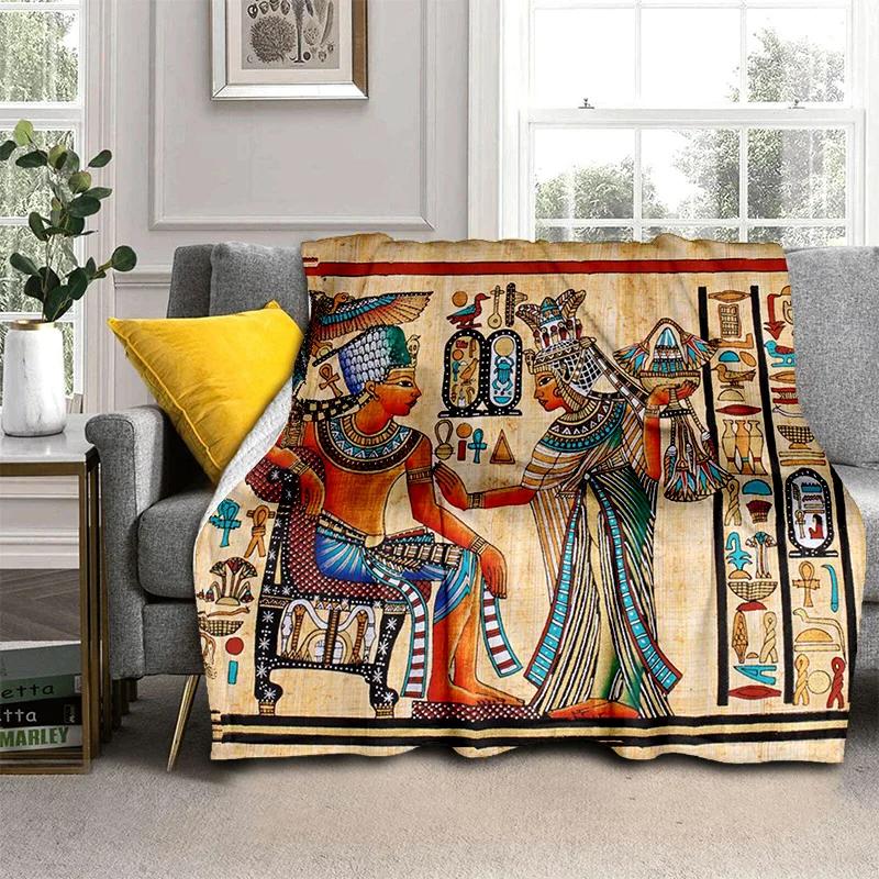 Pharaoh Egyptian Mythology Hieroglyphics Blanket,Soft Throw Blanket for Home Bedroom Bed Sofa Picnic Travel Office Cover Blanket