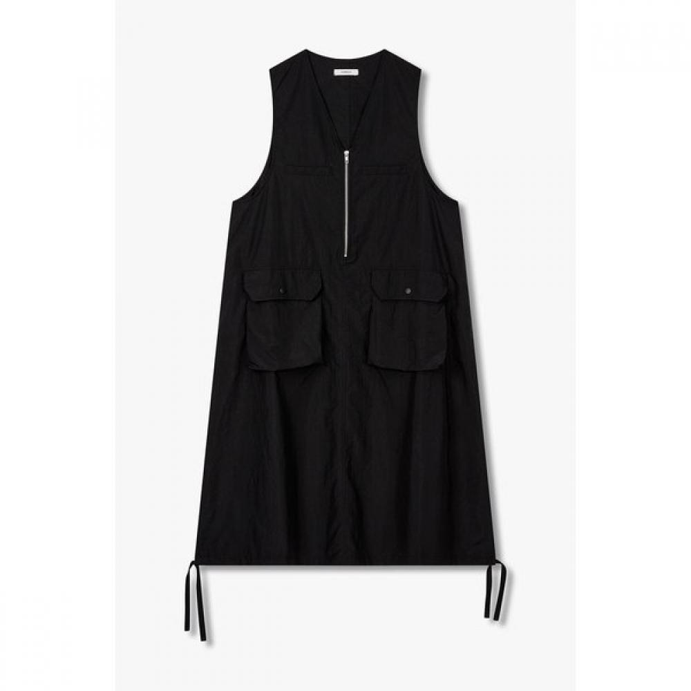 Studio Tomboy Half Zip V Neck sleeVeless Dress 9176241986ar 99 (black)/One size