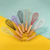 4 Pcs Silicone Whisk Wooden Handle Comfortable Grip Scratch-resistant Silicone Wrapped Egg Beater Kitchen Whisks for Cooking