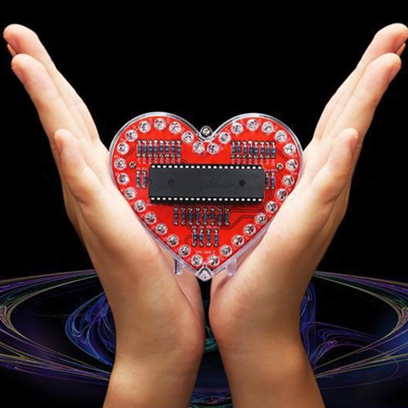 Kit di Saldatura LED RGB a Forma di Cuore per Appassionati del Fai-da-te, Set Elettronico Educativo per Studenti e Regalo Creativo