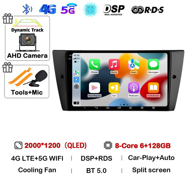 Android 14 Wireless Carplay Auto Car Radio For BMW E90 E91 E92 E93 3 Series Multimedia Stereo Video Player Head Unit GPS WIFI+4G