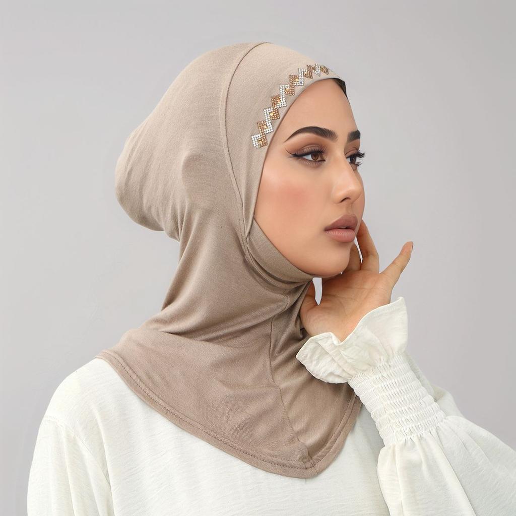 Muslim Ethnic Instant Hijab Diamonds Shwal Women Islamic Scarf Turban Arabic Khimar Fashion Plain Ramadan Headwraps Amira Niqab