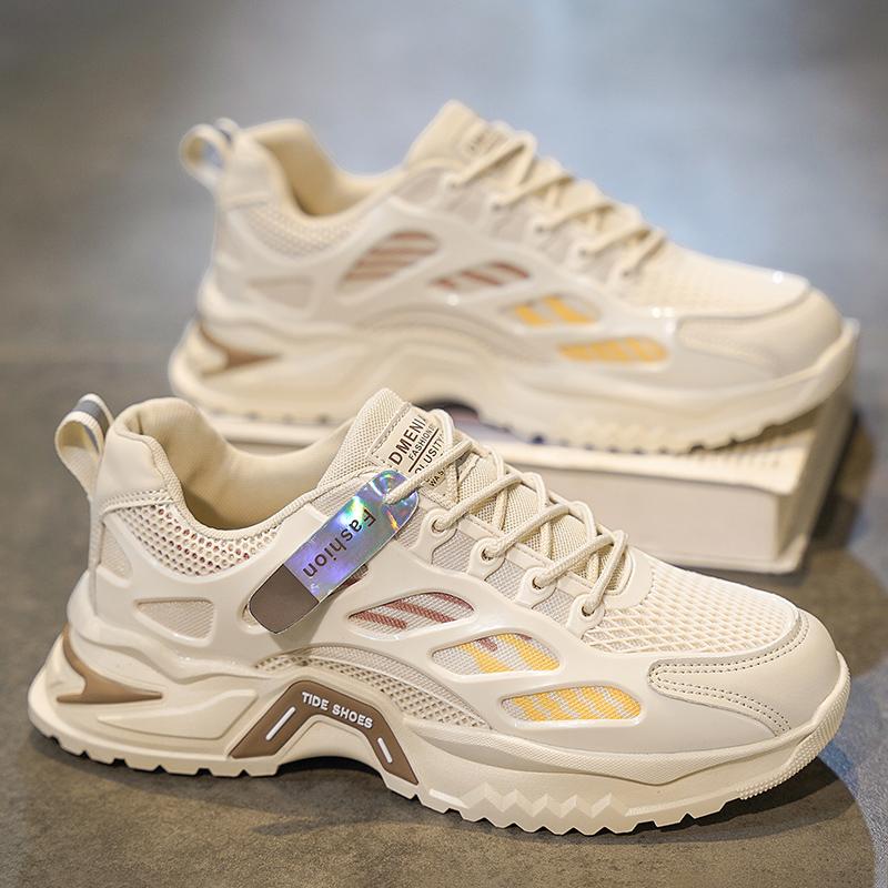 New summer breathable mesh heightened soft sole casual running sports dad trendy shoes