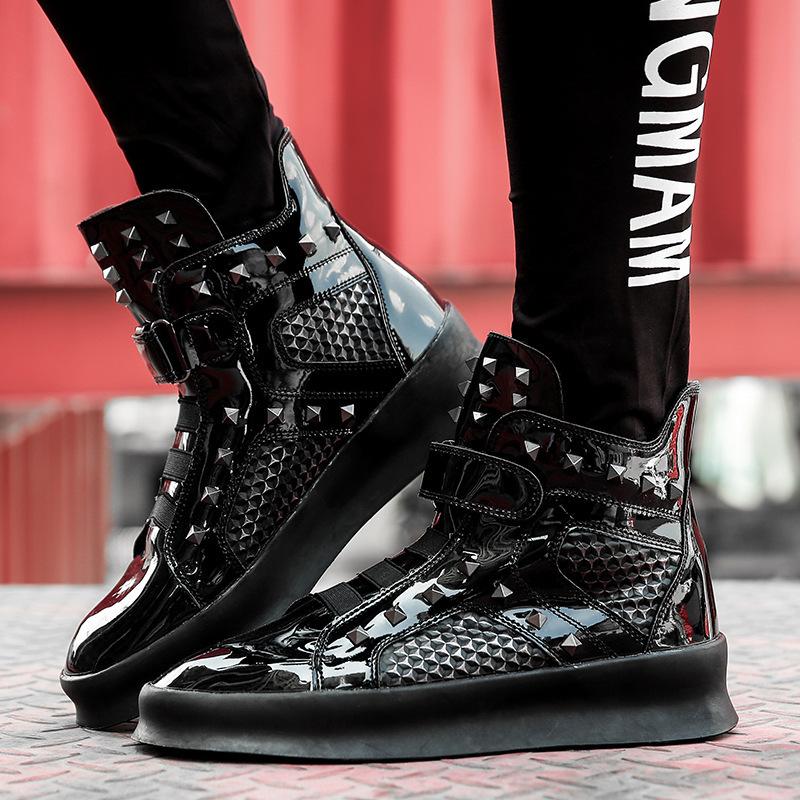 New sporty sneakers, hip-hop style men's shoes, Korean trendy shoes, British rivet high-top shoes, street dance sneakers 7