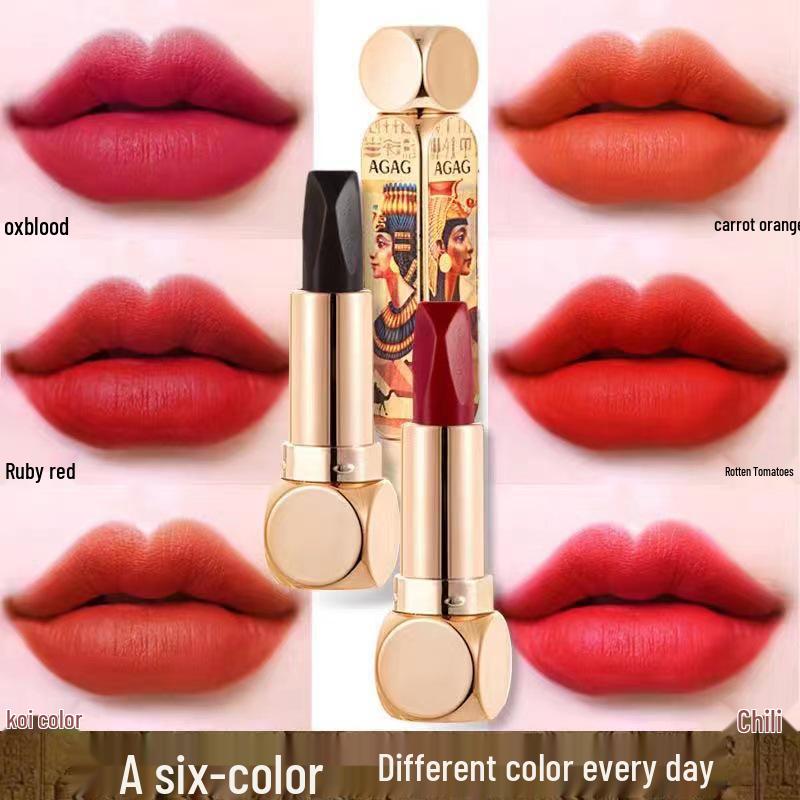 Angel's Temptation: Sexy Six-Color Matte Velvet Lipstick with Double-Tube Design