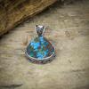 Tibetan Turquoise Gemstone 925 Sterling Silver Jewelry Pendant 1.85" M-41