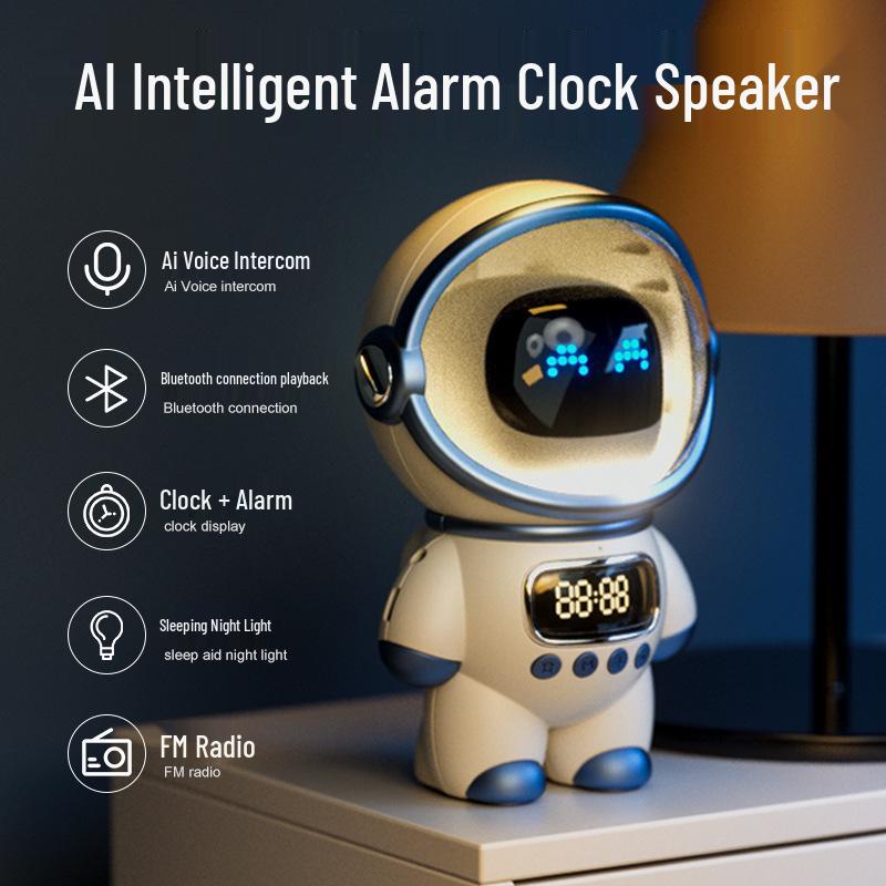 Astronaut AI Bluetooth Alarm Clock Speaker with Radio & TF Card Support