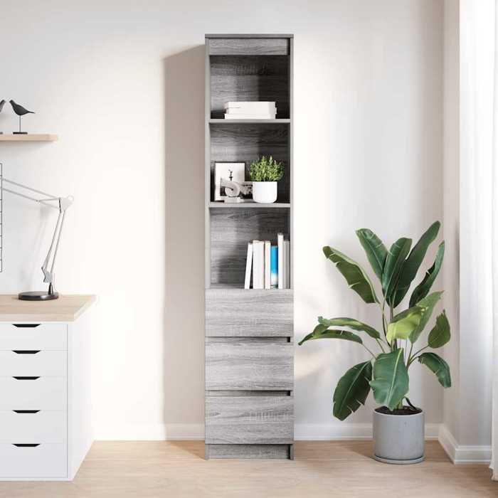VidaXL Buffet Sonoma Gray 37.5x35x180 Cm Engineered Wood, Cabinet, Sideboard, Tall Storage Cabinet, Cabinet 861666