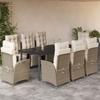 Vidaxl 9-Cz. Garden Furniture Set With Cushions, Beige, Poly Rattan