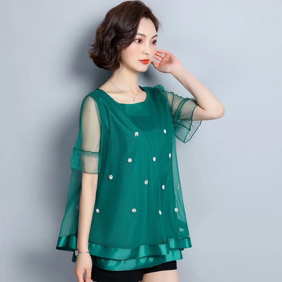 Женская летняя футболка большого размера с короткими рукавами — фото 5