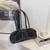Denim Baguette Shoulder Bag For Women With Vintage Style And Zipper Closure For Daily Use