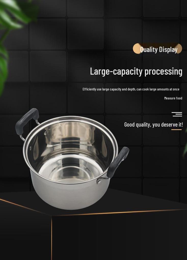 American Style Tall Stainless Steel Thickened Soup Pot, Large Capacity Stew Pot for Home