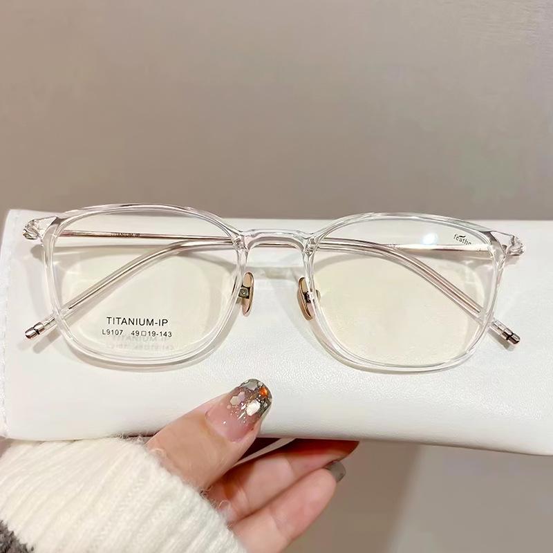 Ultraleichter Internet-Promi Retro TR90 Titanrahmen Koreanischer Stil Schlichter Ovaler Brillenrahmen Kann mit Myopie Anti-Blaulicht ausgestattet werden