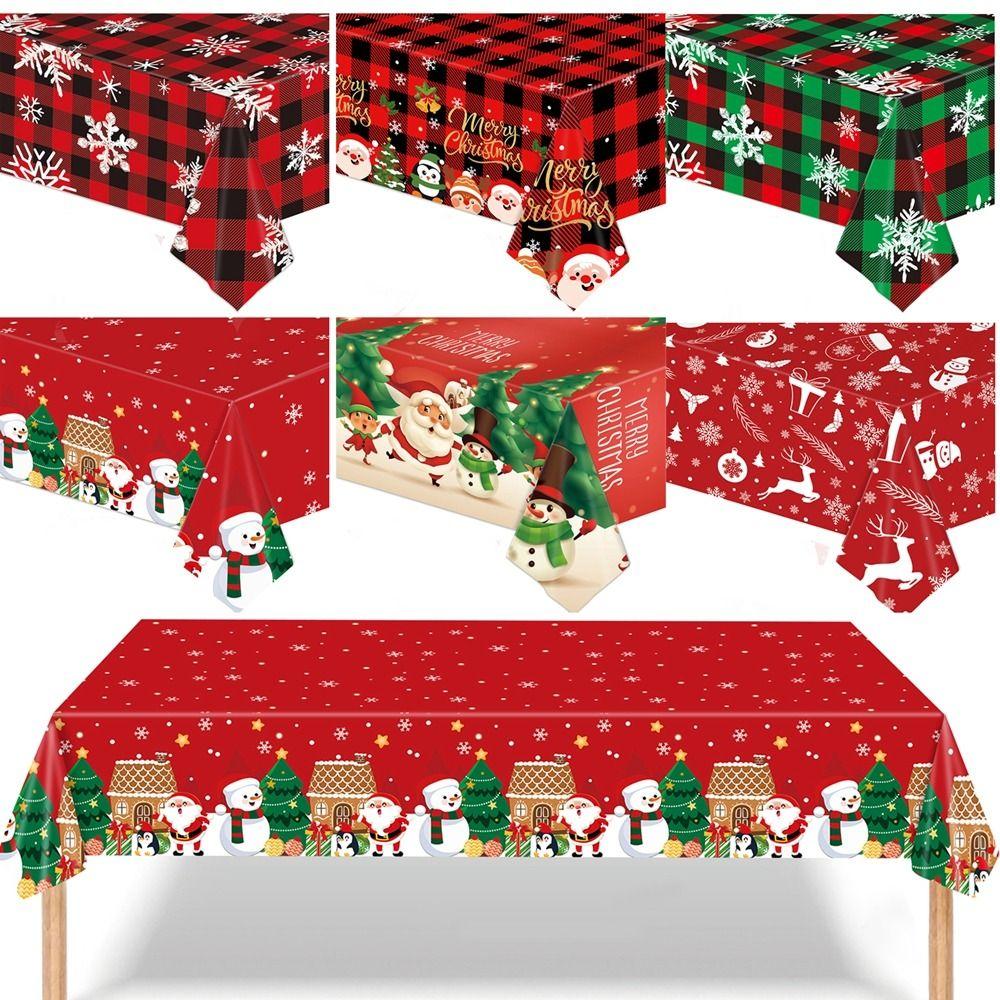 Snowman Snowflake Disposable Tablecloths Bronzing Table Cover Christmas Tablecloth Christmas