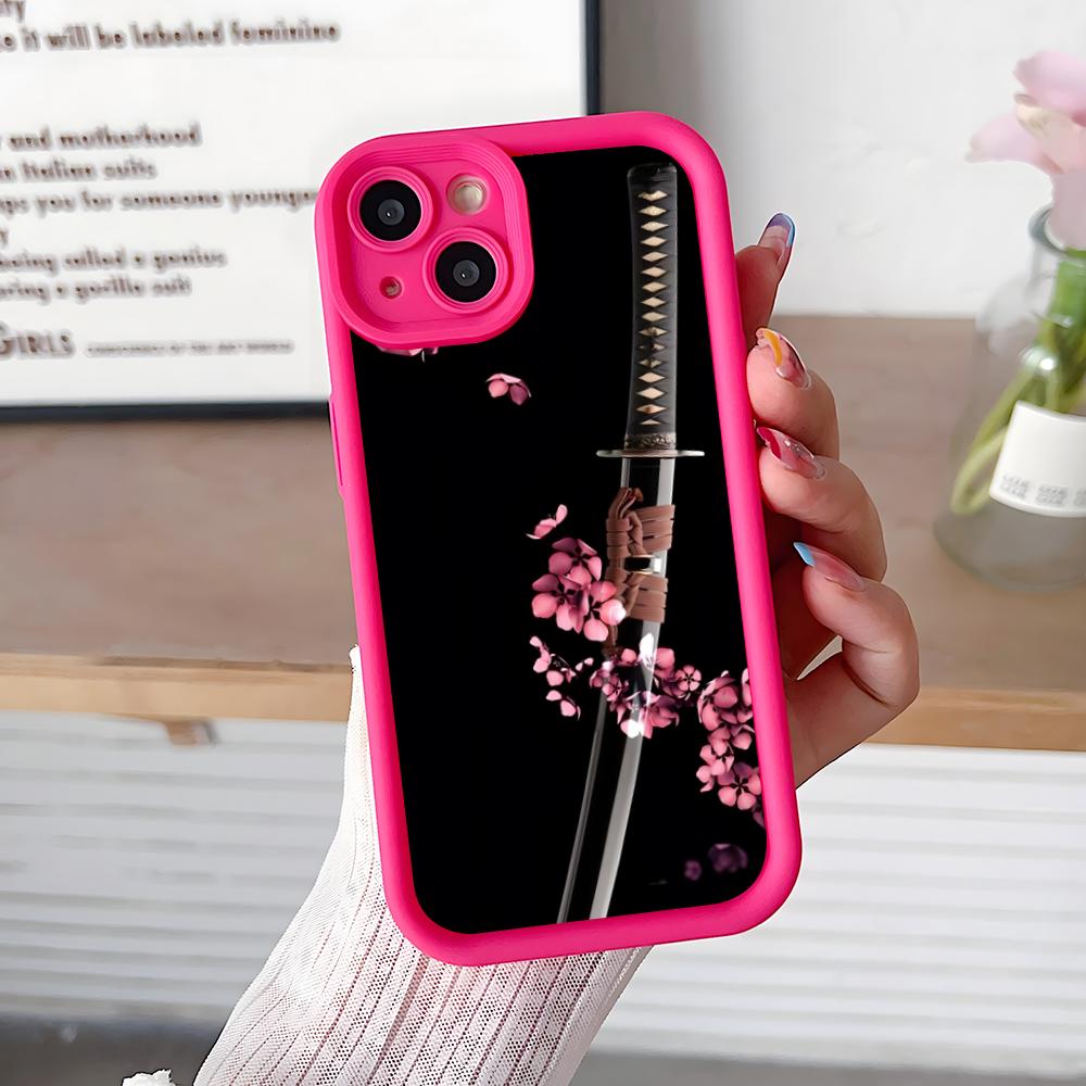

Katana Samurai Ronin Sakura Phone Case for iPhone 17 16 15 14 13 12 11 Air Pro Max Plus Thicken TPU Colorful Cover Cellphones iPhone Air