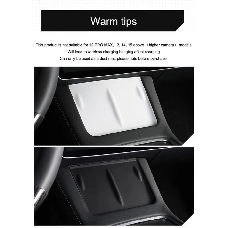 For Tesla Model 3/Y/X/S 2021-2024 Central Control Wireless Charging Silicone Pad Non-slip Pad Dust-Proof Charger Protect Cover