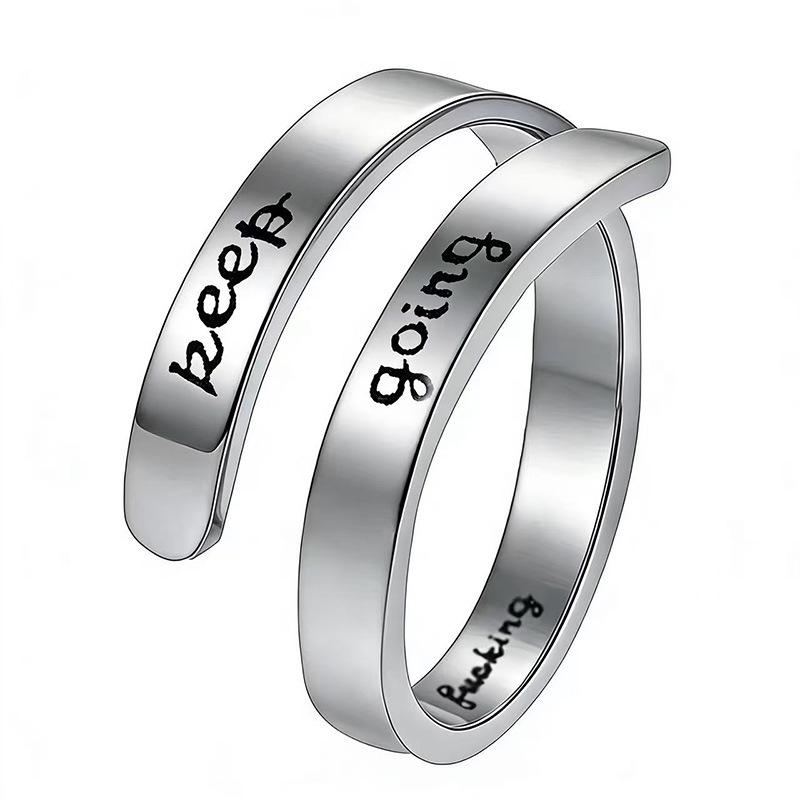 Retro Open Stainless Steel 'I Am Enough' Double Layer Ring for Women