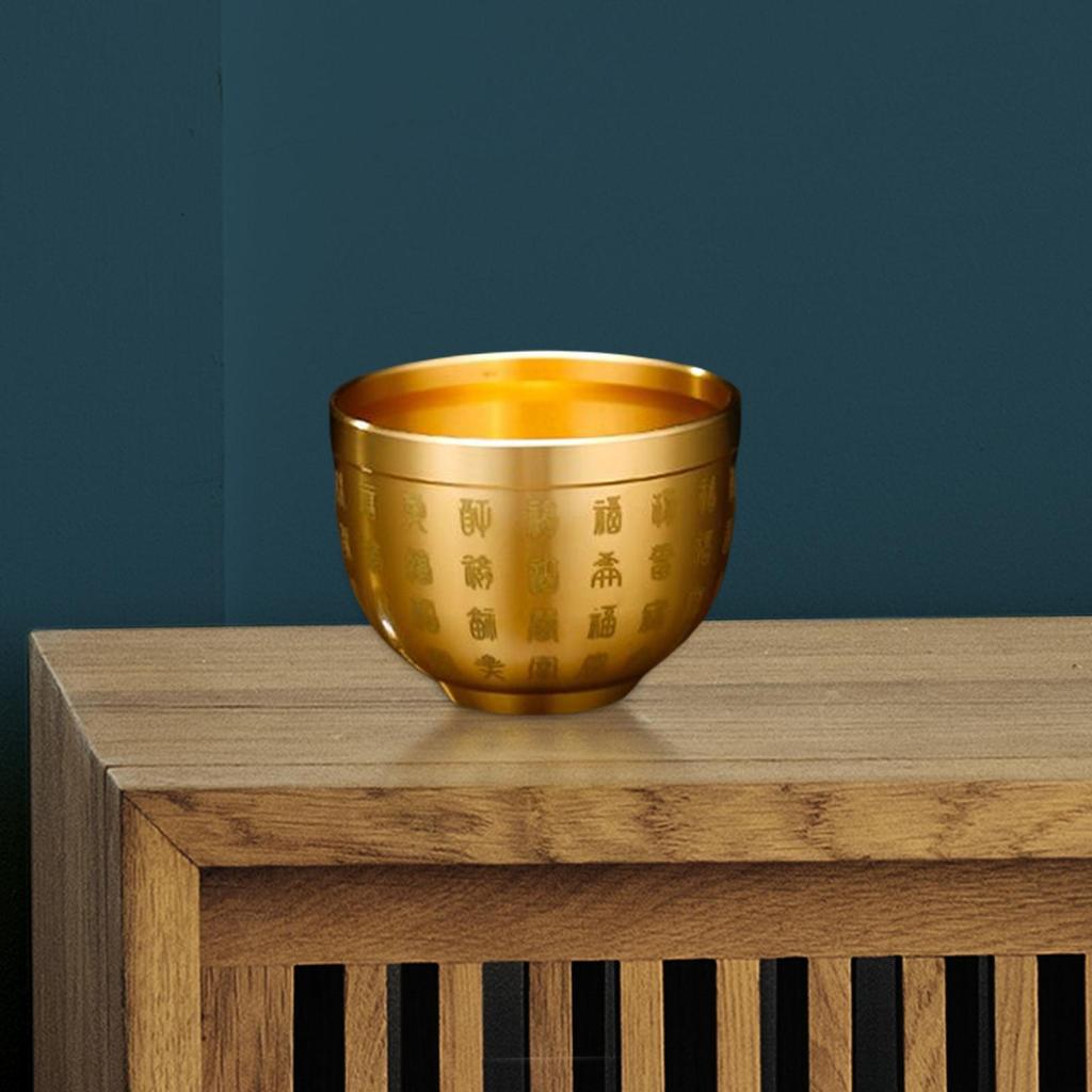 Brass Feng Shui Bowl Chinese Character Fu Collectible Ornament Treasure