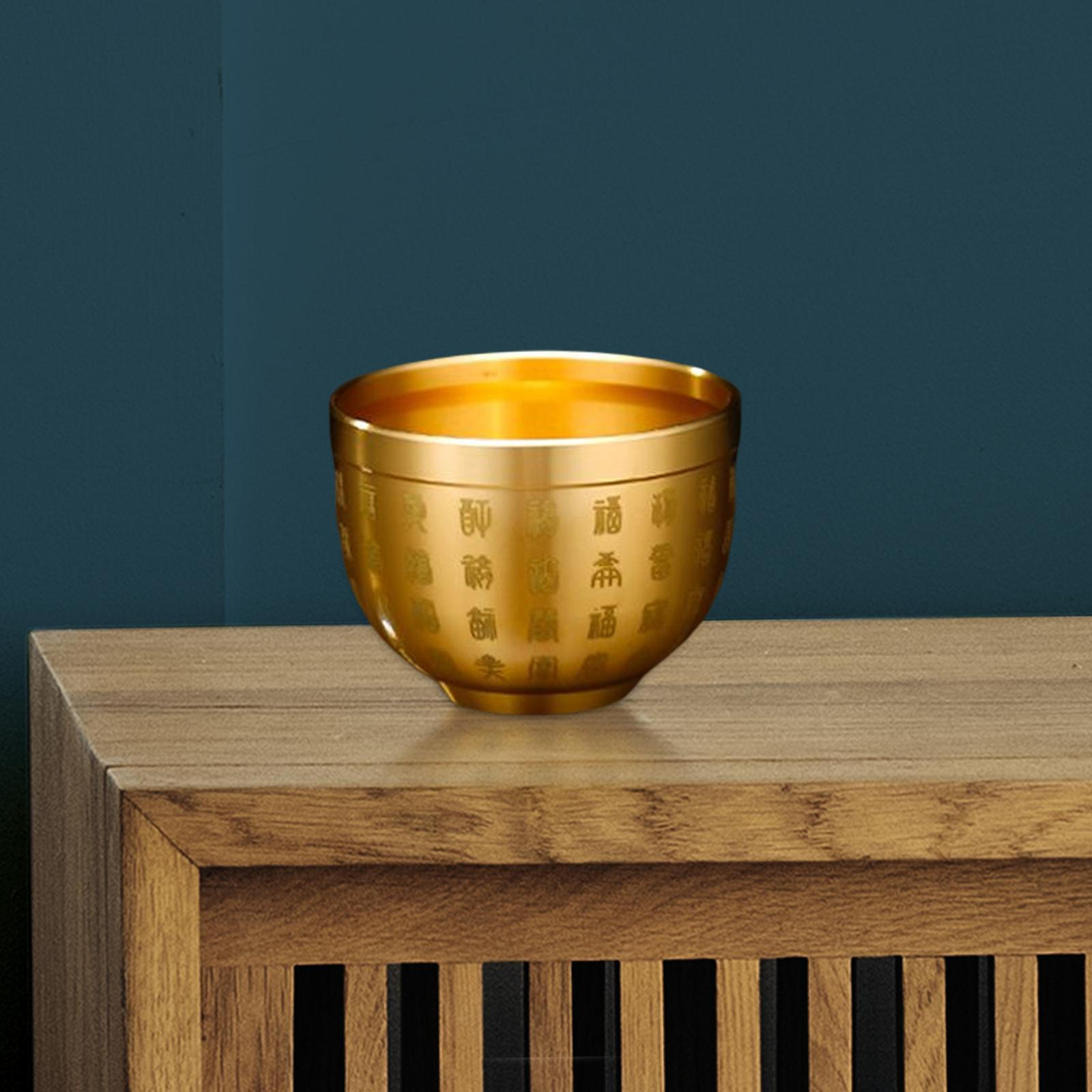 

Brass Feng Shui Bowl Chinese Character Fu Collectible Ornament Treasure 6cmx4.6cmx3.2cm