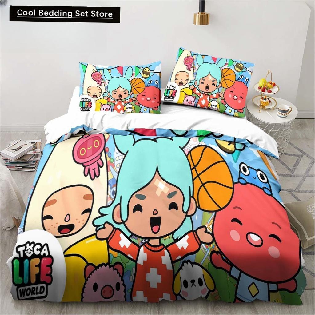 New 3D Cartoon Game Toca Life World Bedding Set Duvet Cover Bed Set Quilt Cover Pillowcase Comforter King Queen Size Boys Adult
