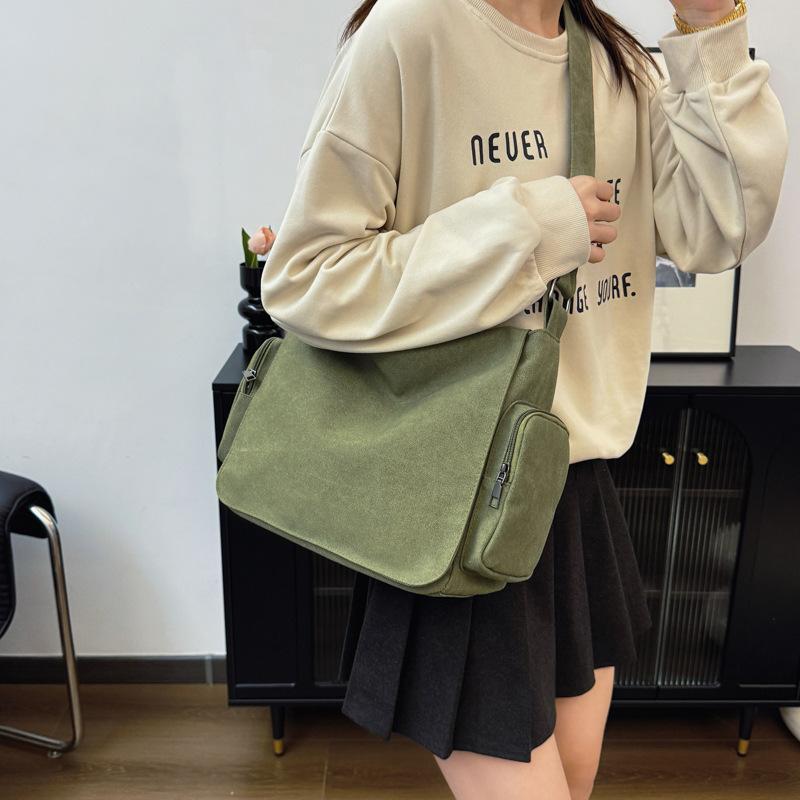 Canvas Bag Messenger Bag Fashion Simple Shoulder Bag Large Capacity Women's Bag Commuter Bag