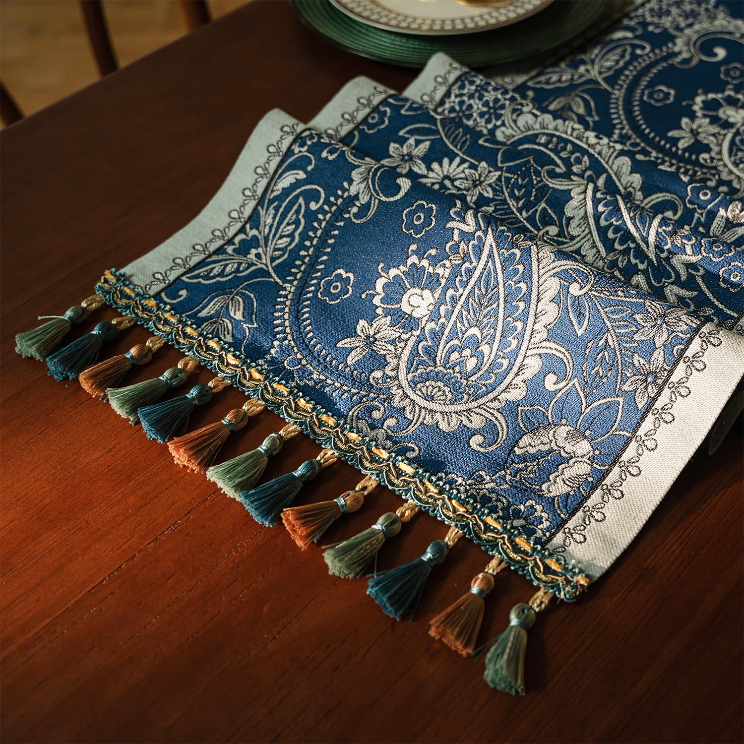 Designer Elegant Linen Table Runner, Farmhouse Colorful Wildflower Pattern Table Runners For Dining Tables,Decoration