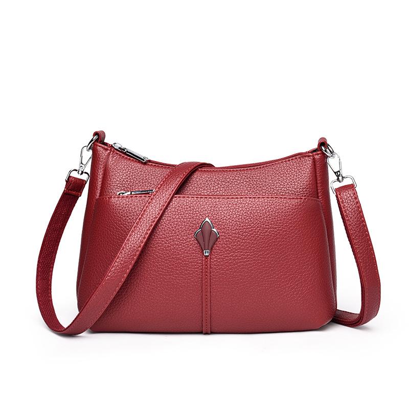 Popular Fashion Texture Mom Bag, Single-shoulder Crossbody Bag with Soft Leather and Multi-layered Underarm Design