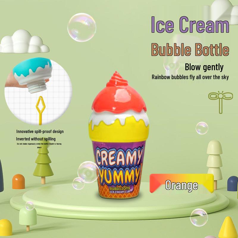 Cross-border Non-Spill Ice Cream Bubble Wand for Kids - Summer Outdoor Toy