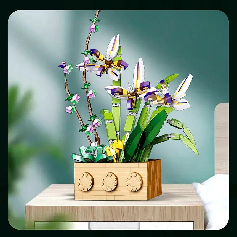 New Design Building Blocks Flower Orchid Series Bonsai Blossom Bricks Set Home Decoration Collection Toys Gifts