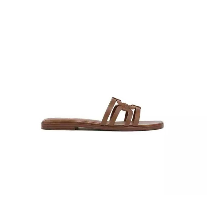 [] Milan drag~ stitching one word beach flat bottom slippers women's sandals outside wear summer