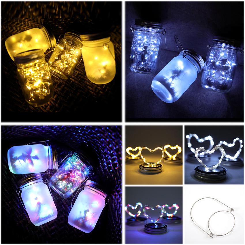 

Frosted Fairy Jar Solar String Lights - Mason Lid Patio Decor