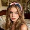 Women Headband USA Flag Independence Day Stars Stripes Pattern Headband Sponge Filling Non-Slip Hair Hoop Holiday Party Hair Accessory